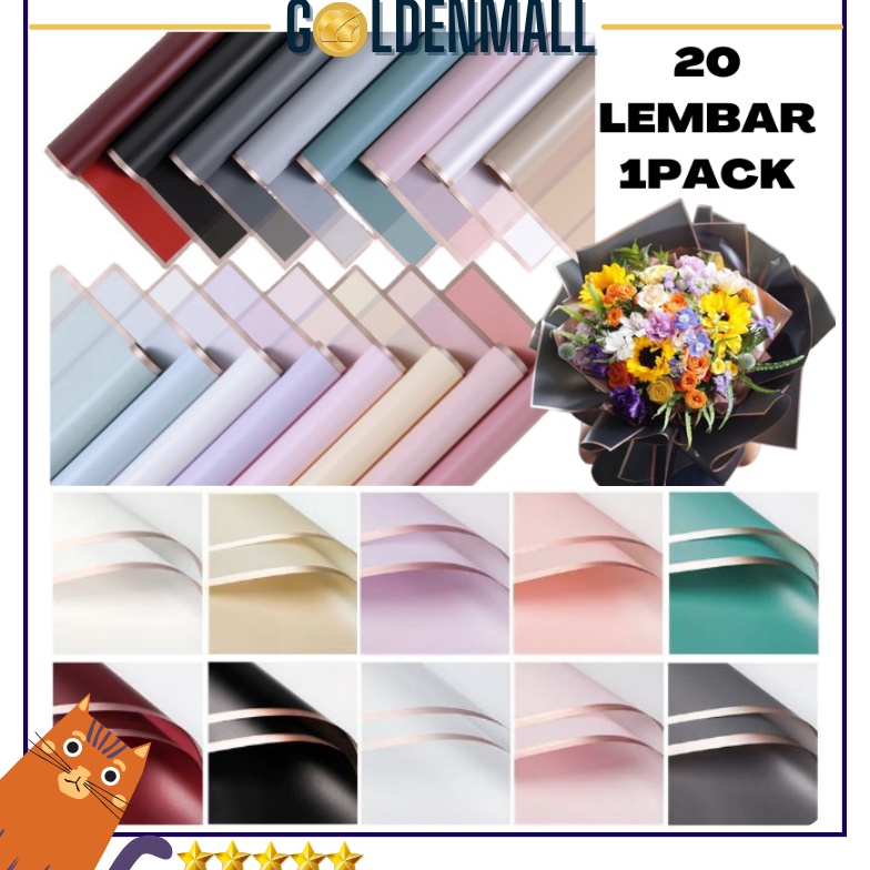 

Termurah 2 LEMBAR Flower Wrapping Paper Varian List Gold Kertas Buket Bunga Cellophane Florist KB1