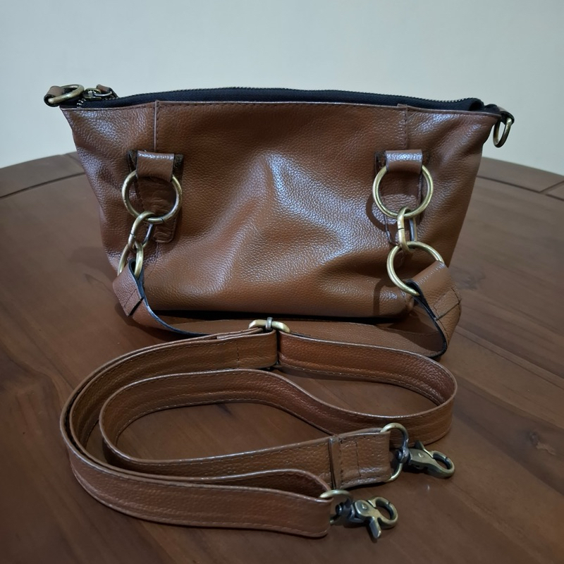 Tas Kulit Asli Handmade Preloved Coklat