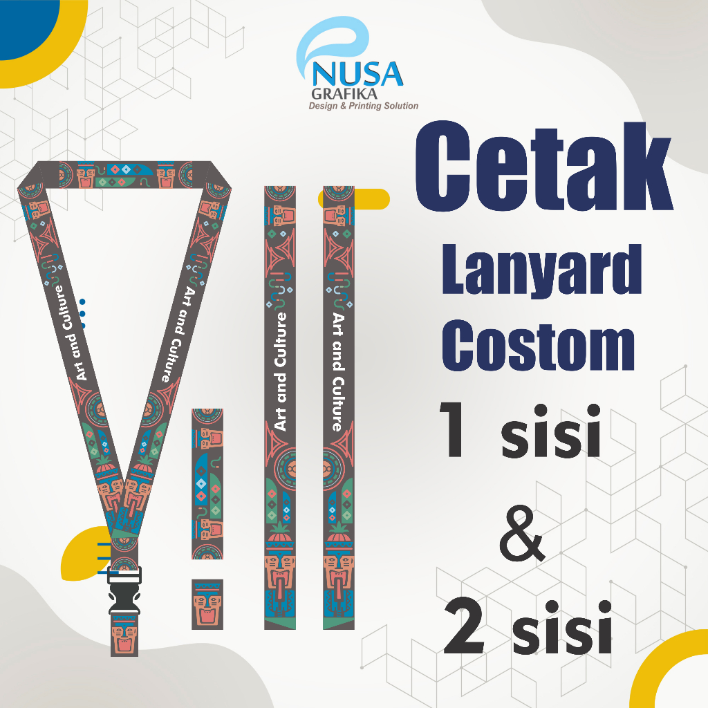 

Cetak Tali Lanyard Custom, Tali ID card Sublim Printing Fullcolor