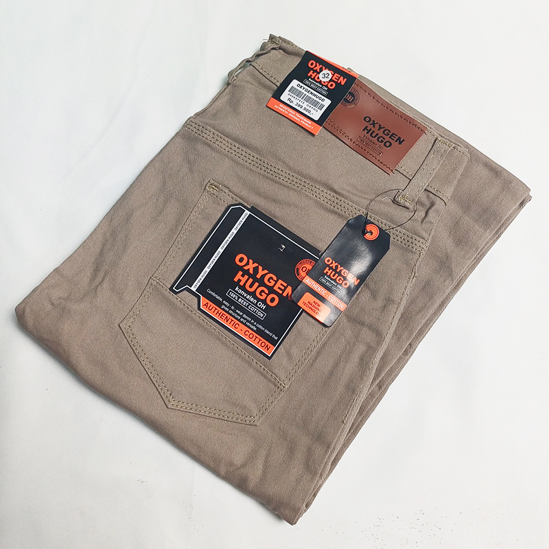 Oxygen Hugo Celana Panjang Jeans Casual Formal Bahan 100% Original Best Cotton Warna Mocca