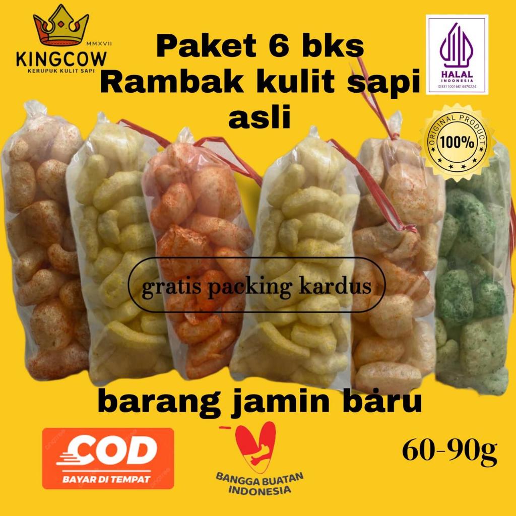 

dorokdok paket 6 bks, rambak kulit sapi bebas pilih varian rasa, kerupuk kulit Asli Halal