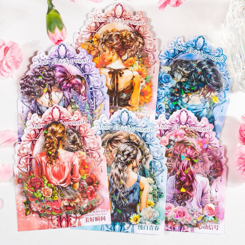 

(8AC) sticker transparan hologram punggung wanita cantik backside pretty beautiful girl journaling