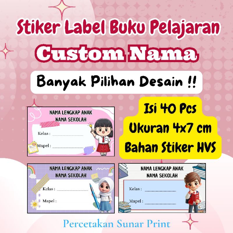 

(Part 1) STIKER LABEL BUKU PELAJARAN CUSTOM NAMA DAN SEKOLAH
