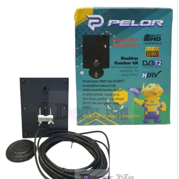 Terbaik Antena TV Digital Indoor Outdoor Plus Kabel 1 meter  Antena TV Digital  Antena PELOR 822 TV 