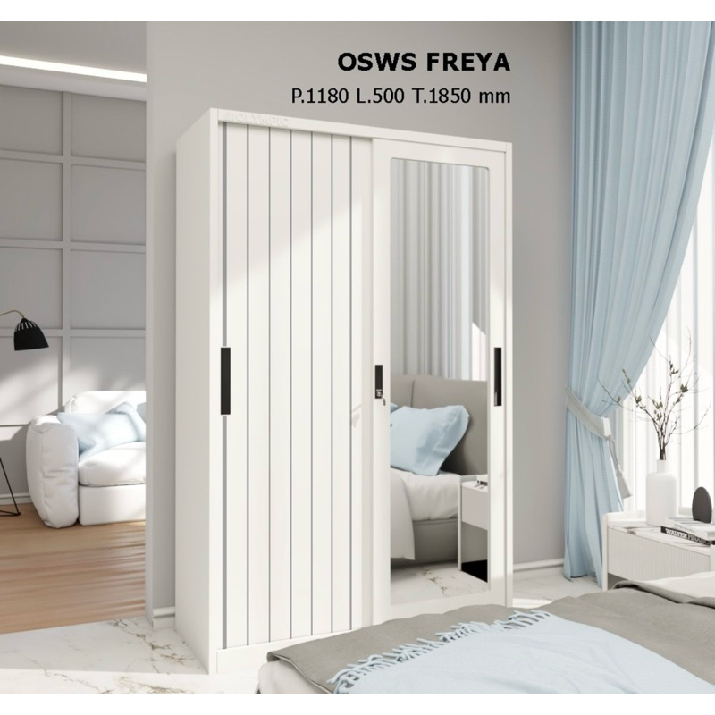 KHUSUS KARGO LUAR SURABAYA lemari pakaian lemari baju besi sliding 2 pintu garis anti rayap anti jam