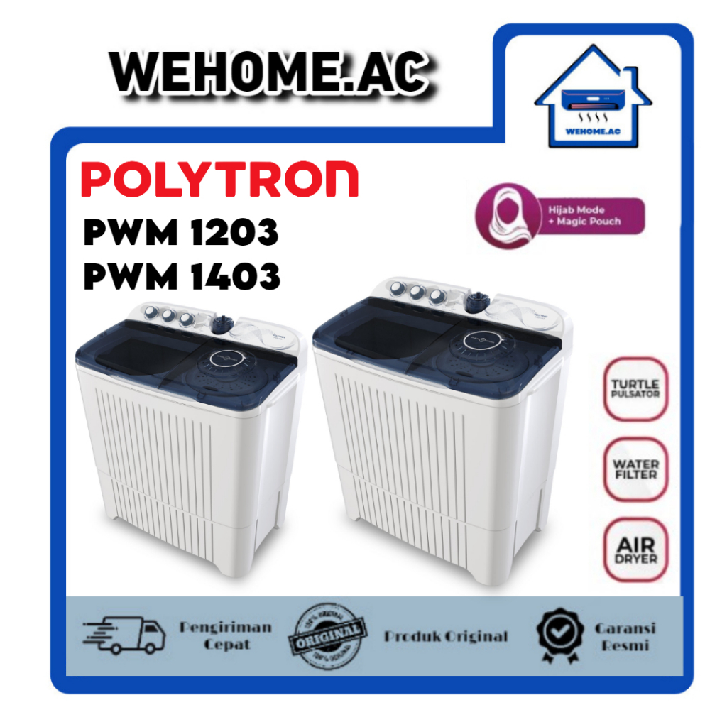 Mesin Cuci Polytron 2 Tabung PWM1203 / PWM1403 Mesin Cuci Dua Tabung 12KG / 14KG Polytron Mesin Cuci