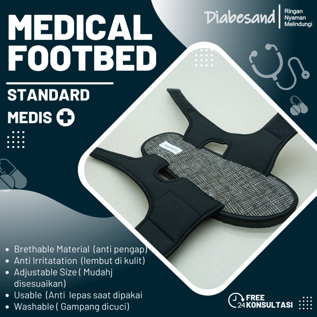 Diabesand GDR Kanvas Series Sandal Diabetes Lansia Adjustable Size