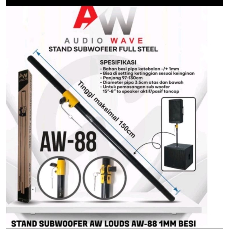 TIANG SUBWOOFER STAND SUBWOOFER AW 88 FULL BESI STAN SATELIT SPEAKER KETEBALAN 1MM