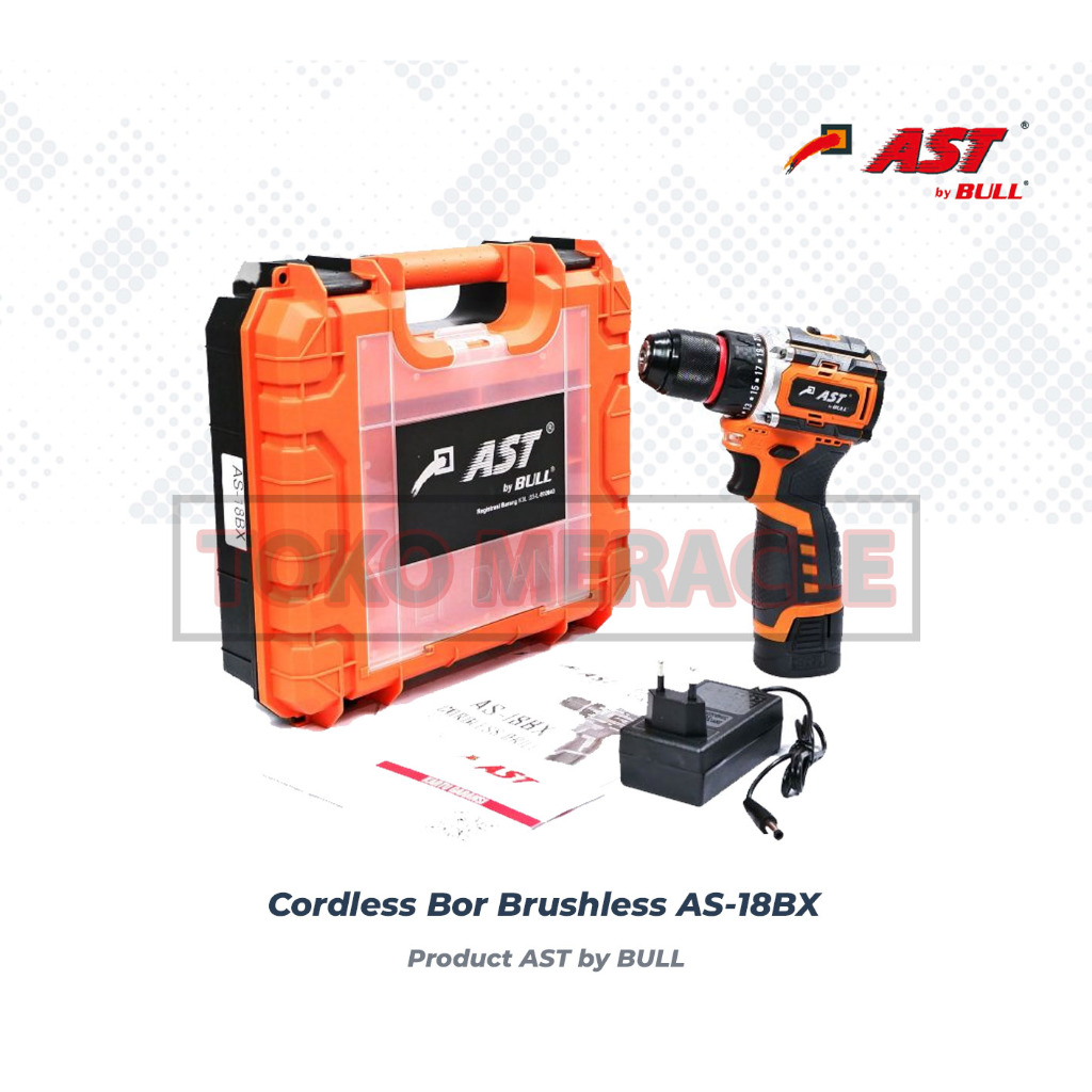 [AS-18BX] AST Mesin Cordless Drill Bor Baterai 10mm AS18BX Brushless (1 Baterai 18V)