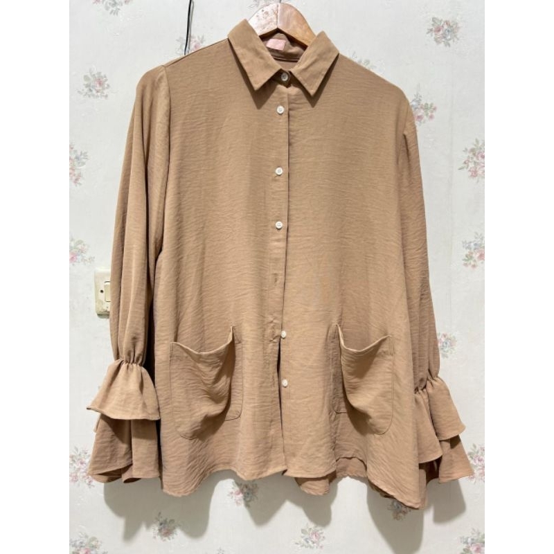 preloved L by LCB blouse coklat ld 112