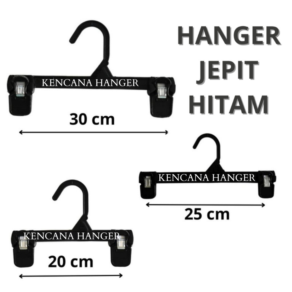 Hanger Plastik Jepit Gantungan Celana Hanger Celana Rok Hanger Jepitan Warna Hitam Tebal