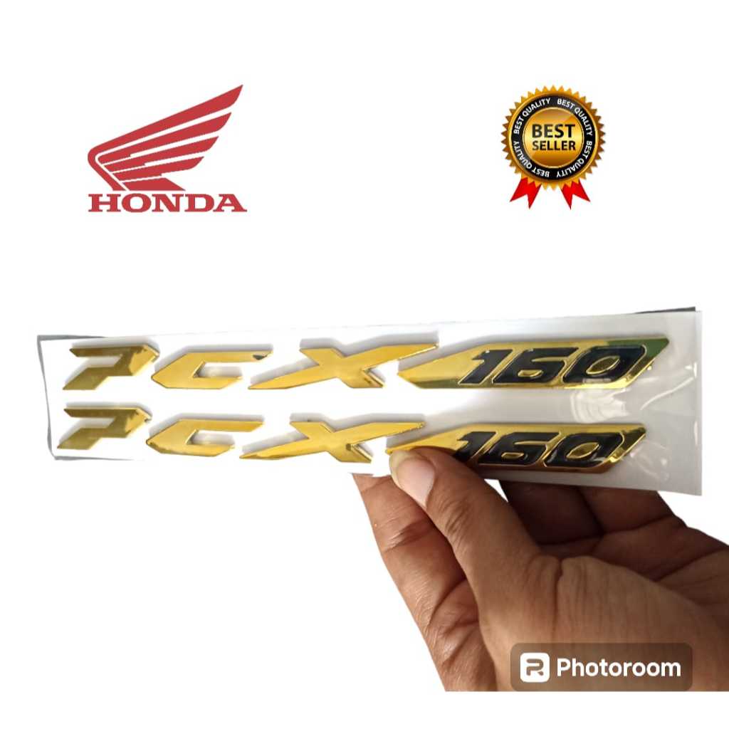 EMBLEM PCX160 GOLD / LOGO PCX160 GOLD / EMBLEM LOGO HONDA PCX160 KANAN KIRI
