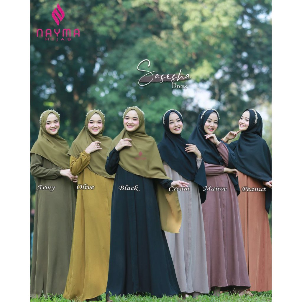 Sasesha dress abaya polos flowy cantik elegant by nayma hijab