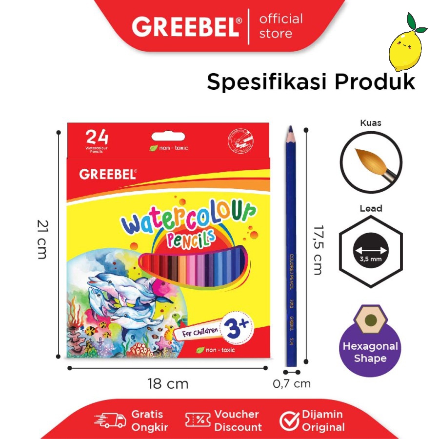 

Pensil Warna / Water Color Pencil GREEBEL 8024 24 Warna