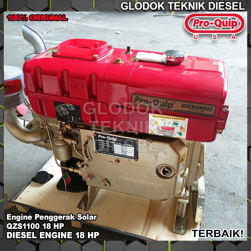 Proquip Mesin Diesel 18 PK QZS 1100 Radiator Lampu 18.0 HP Engine Penggerak Mesin Solar QZS1100 Orig