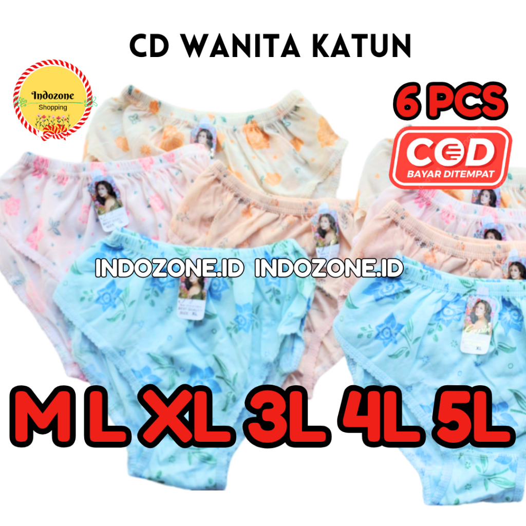 6 PCS Celana Dalam Wanita Murah Celana Dalam Wanita Jumbo Motif Bunga