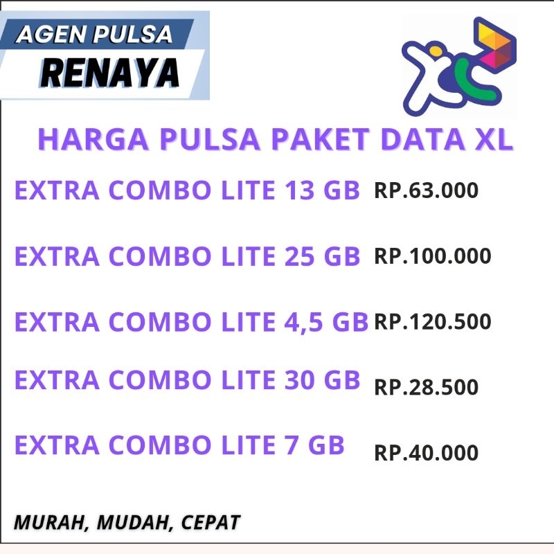 PAKET DATA XTRA COMBO LITE  13GB, 25GB, 37GB,  4,5GB,  7G  | PAKET DATA PALING MURAH