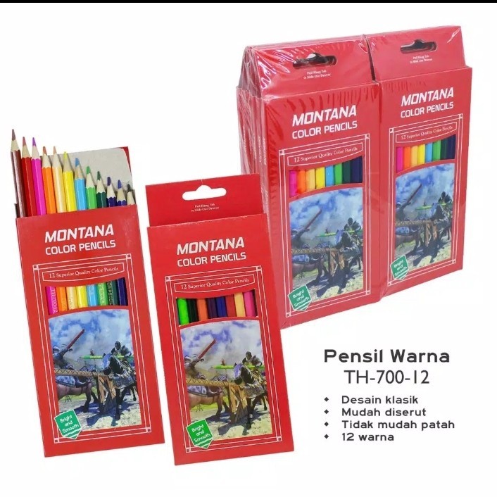 

Pensil Warna MONTANA Panjang 12 Warna TH-750 / Pensil Warna / Pencil