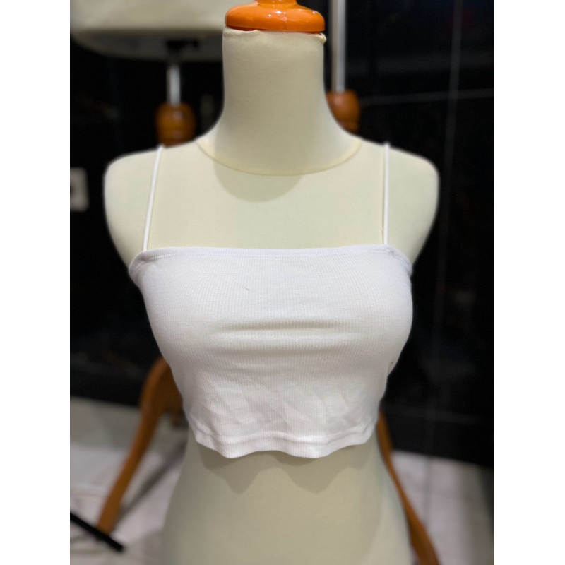 Crop Tanktop Tali Tipis - Putih