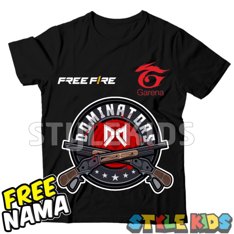 (BISA COD) FREE NAMA Kaos Anak Laki laki Perempuan Logo Dominators Free Fire FF Garena T-shirt Baju 