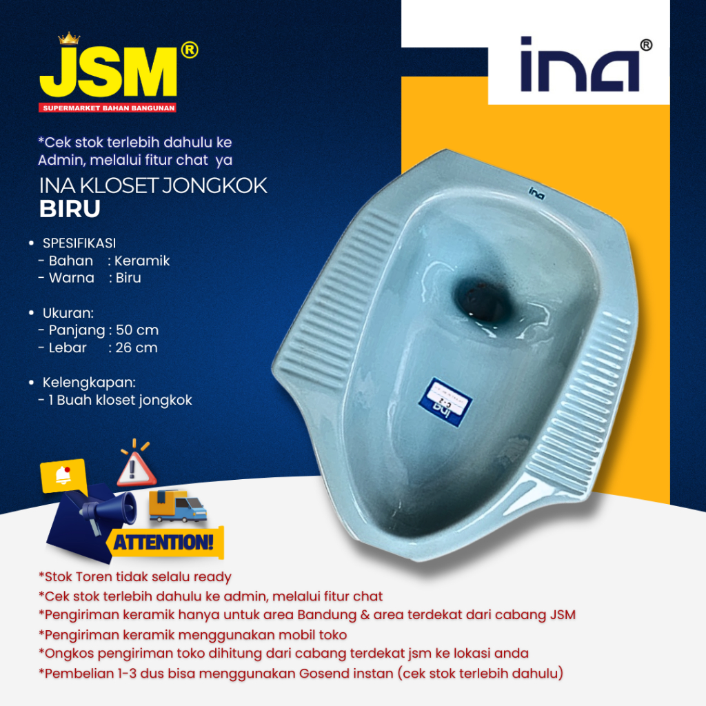 INA Closet Jongkok Biru - JSM Supermarket Bahan Bangunan