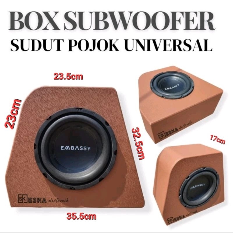 Box Subwoofer sudut pojok universal 8 inch 10 inch vinyl box speaker sudut mobil box sudut pojok mob