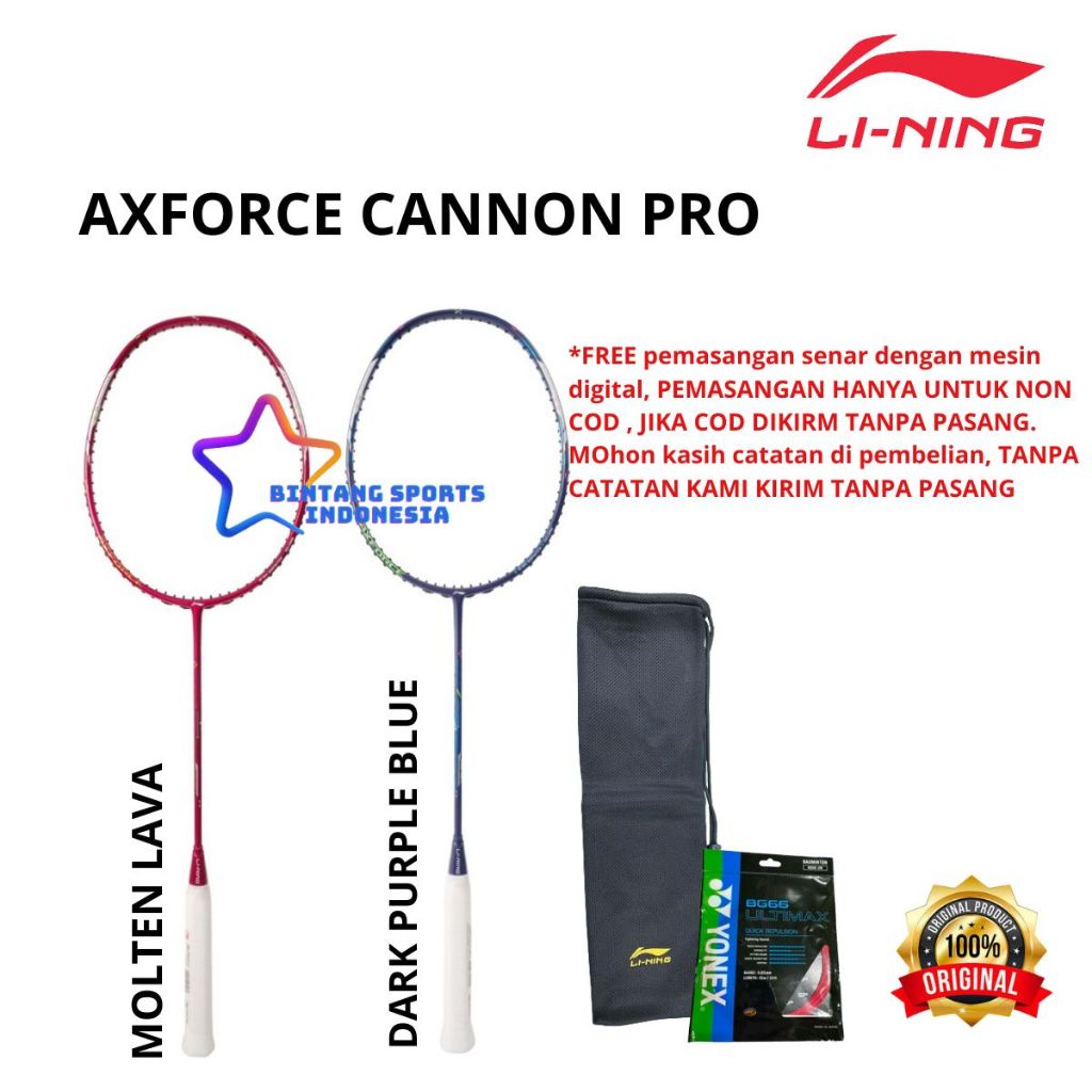 RAKET LINING BADMINTON BULUTANGKIS LINING CANNON PRO ORIGINAL