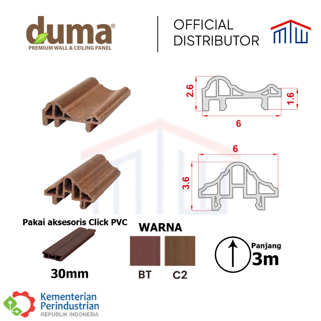 Lis Tengah Decor Dinding Wallpanel WPC DUMA Motif Kayu Anti rayap, air