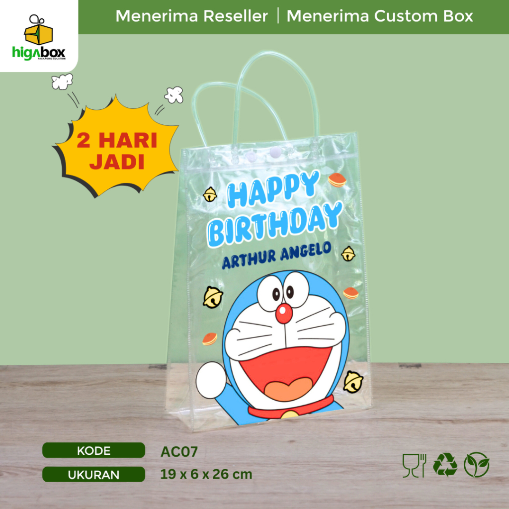 

Tas Mika Motif Ulang Tahun Anak Hampers Ultah Anak Tas Mika PVC Polos Goodiebag Transparant Bening | ACX07 - ACX15