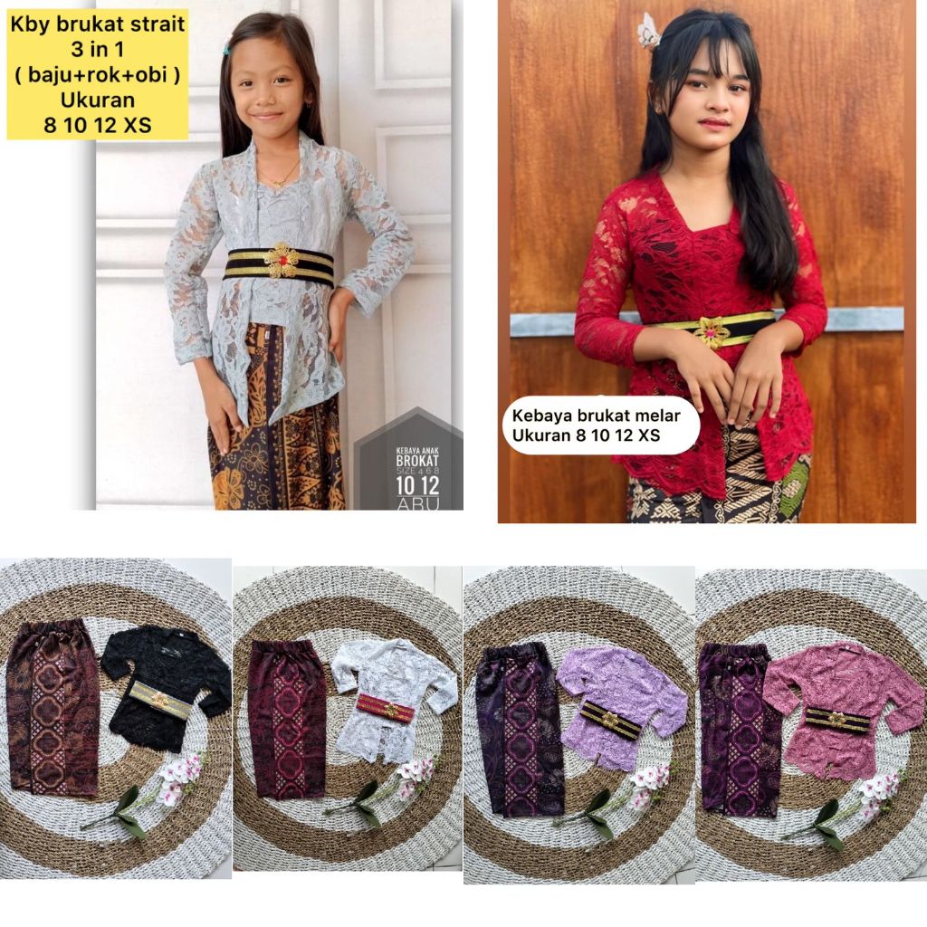Kebaya Anak Perempuan Modern Set Kebaya Anak TK SD SMP Setelan Kebaya Kutubaru Anak Cewek Baju Kebay