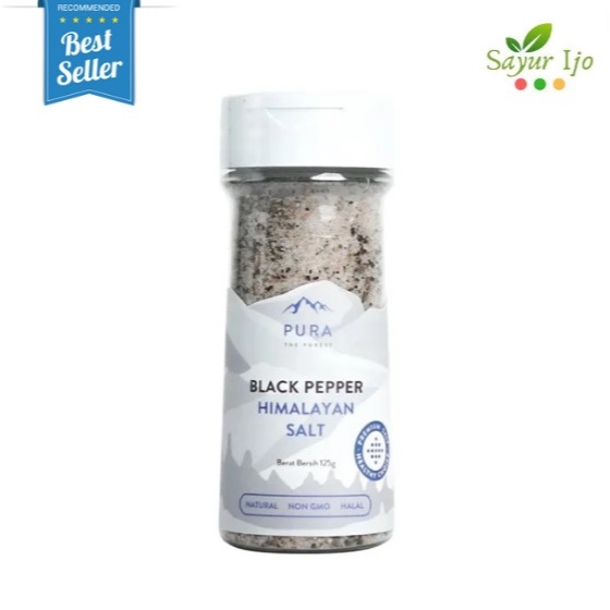 

Pura Black Pepper Himalayan Salt 125 Gram / Botol Lada Hitam Garam Natural Powder Bumbu Rempah Bubuk Kaldu Instant No GMO HALAL