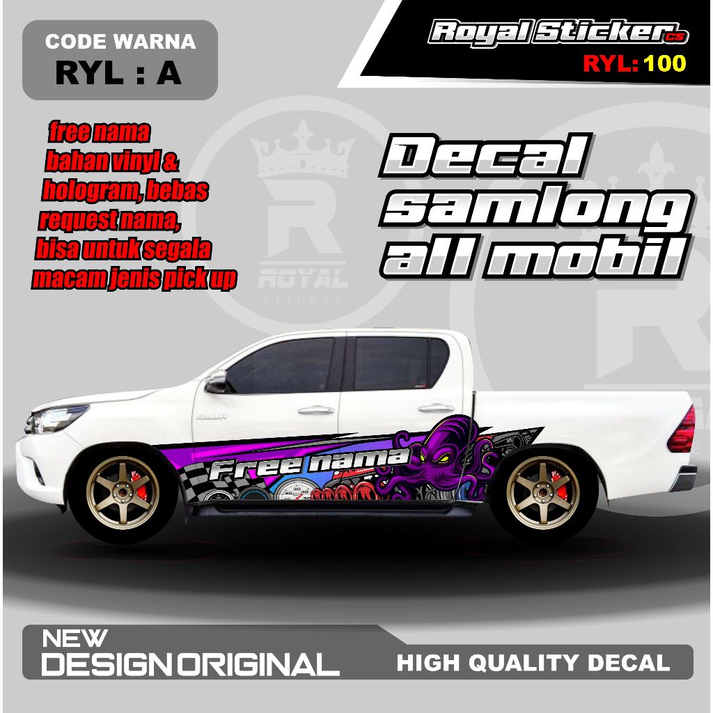 RYL100-STIKER SAMLONG TURBO DIESEL TRITON HOLOGRAM-STIKER DECAL MOBIL THAILOOK TURBO HILUX STRADA
