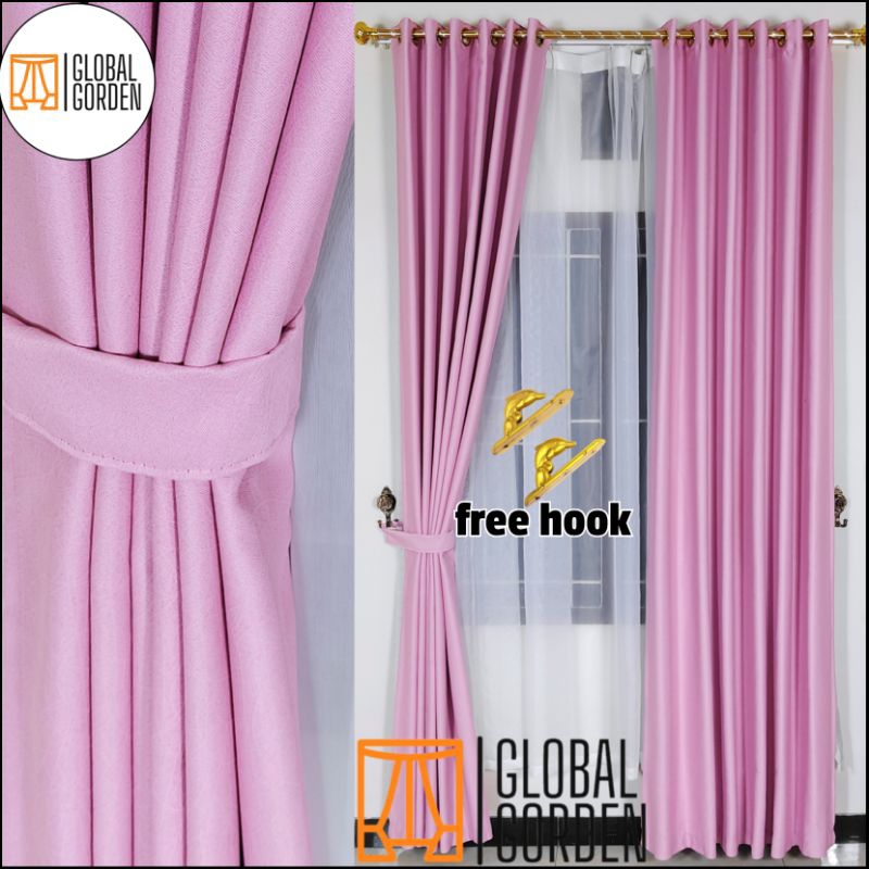 Gorden jendela pendek minimalis polos serat timbul gorden blackout import tebal