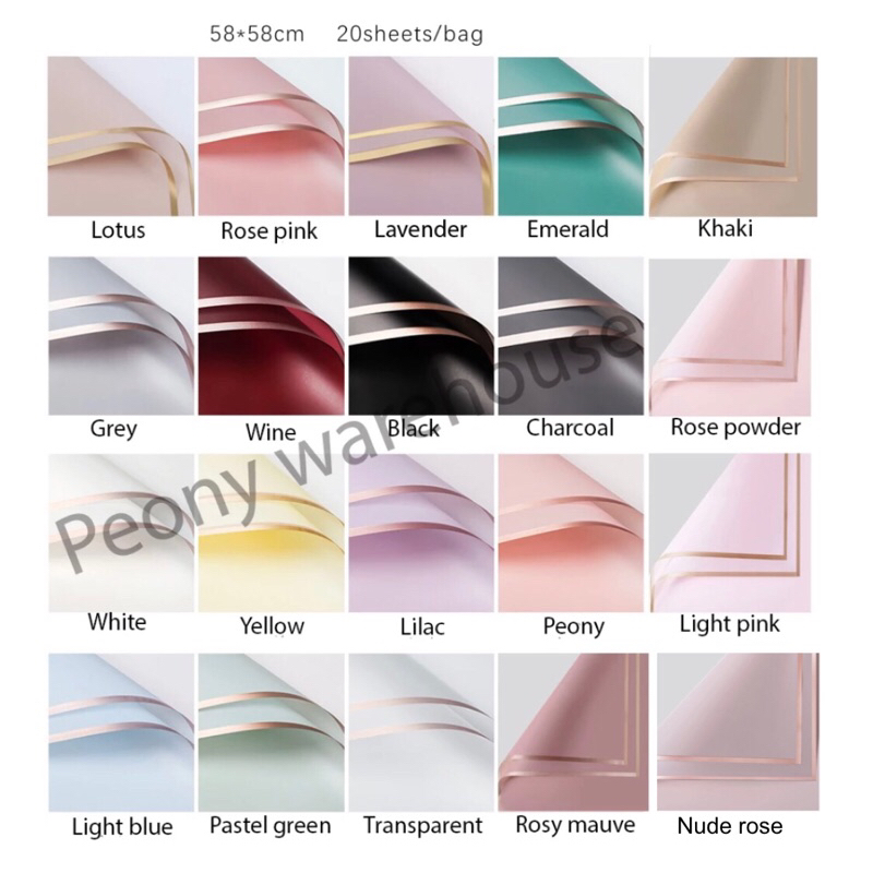 

[20 LEMBAR] Flower wrapping paper cellophane varian list gold emas, kertas buket bunga hand bouquet