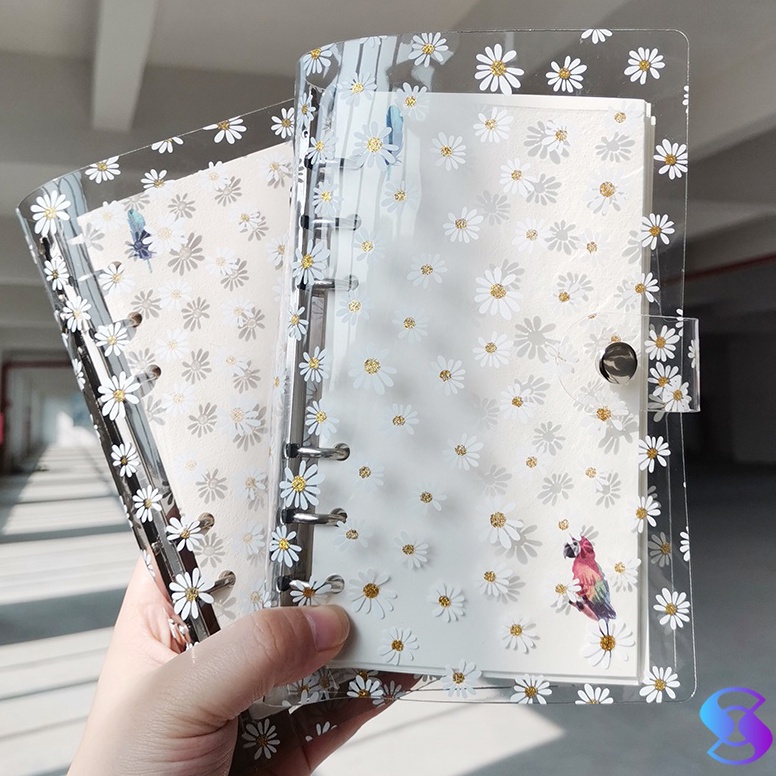 

KODE P7T A6 A7 Clear Soft PVC flower Notebook Binder Cover Planner 6Ring LooseLeaf FolderSuning Mall