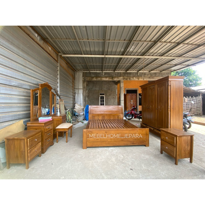 set kamar custom bahan kayu jati terbaik,set kamar kayu jati termurah,set kamar jati jepara