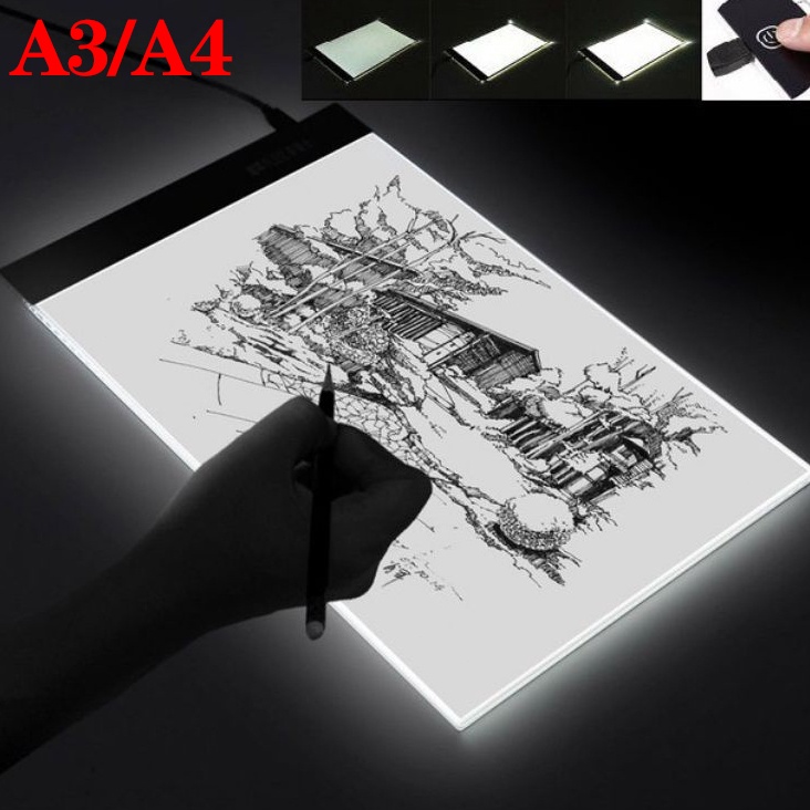 

KODE R83Q A3A4 LED Drawing Tracing Board Stensil Board Papan Jiplak Gambar LED Anak Dewasa Copy Board Papan LED Light Pad Ultra Slim