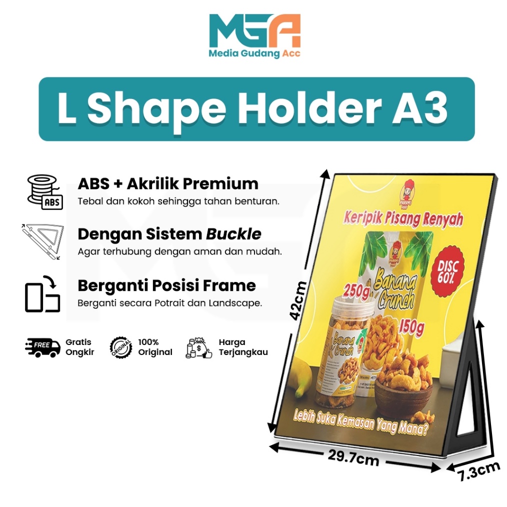 

KODE M43U UHOOTEMPAT BROSUR AKRILIK L A3 TENT HOLDER ACRYLIC TENT CARD DISPLAY