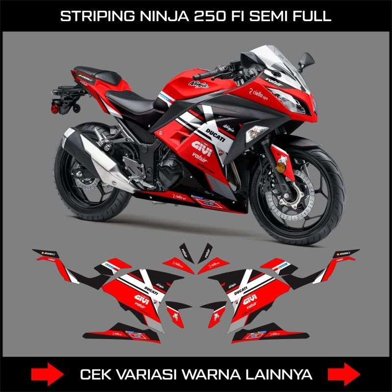 Stiker Striping Ninja250 Fi Old Livery Ducati / Sticker Decal Motor Kawasaki Ninja 250 Fi Lama