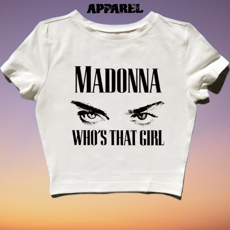 CROP TOP MADONNA TATAPAN MATA | GRUNGE | CROPTOP PUTIH | CROP TEE SLIM FIT STYLE Y2K VINTAGE AESTHET