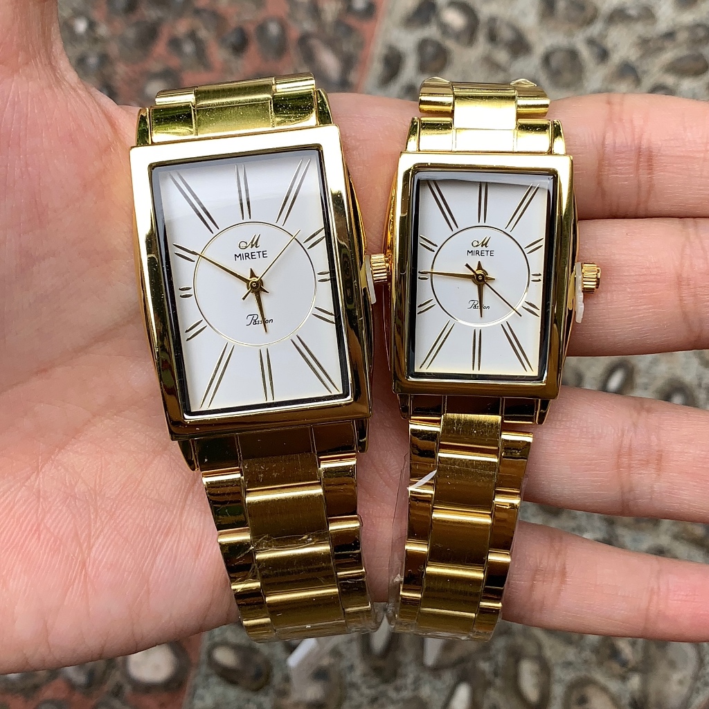 (FREE BATRAI) A109 Jam Tangan Gold Wanita Mirete Analog Original Fashion Korea Murah Terbaru Tali Ra
