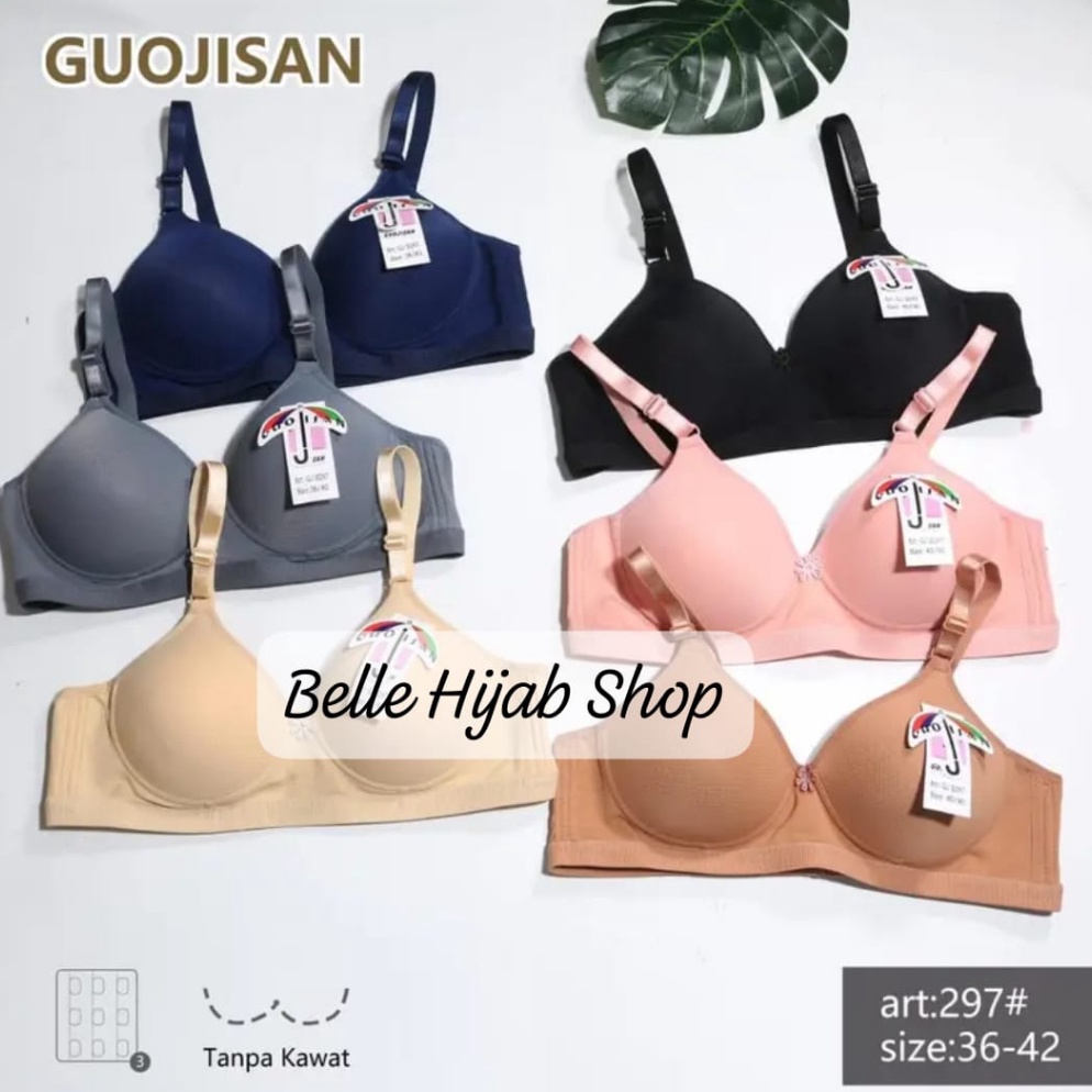 KODE J55X 5 PCS BRA GUOJISAN POLOS KAIT 3 CUP B BELLEHIJABSHOP PROMO BH WANITA GUOJISAN