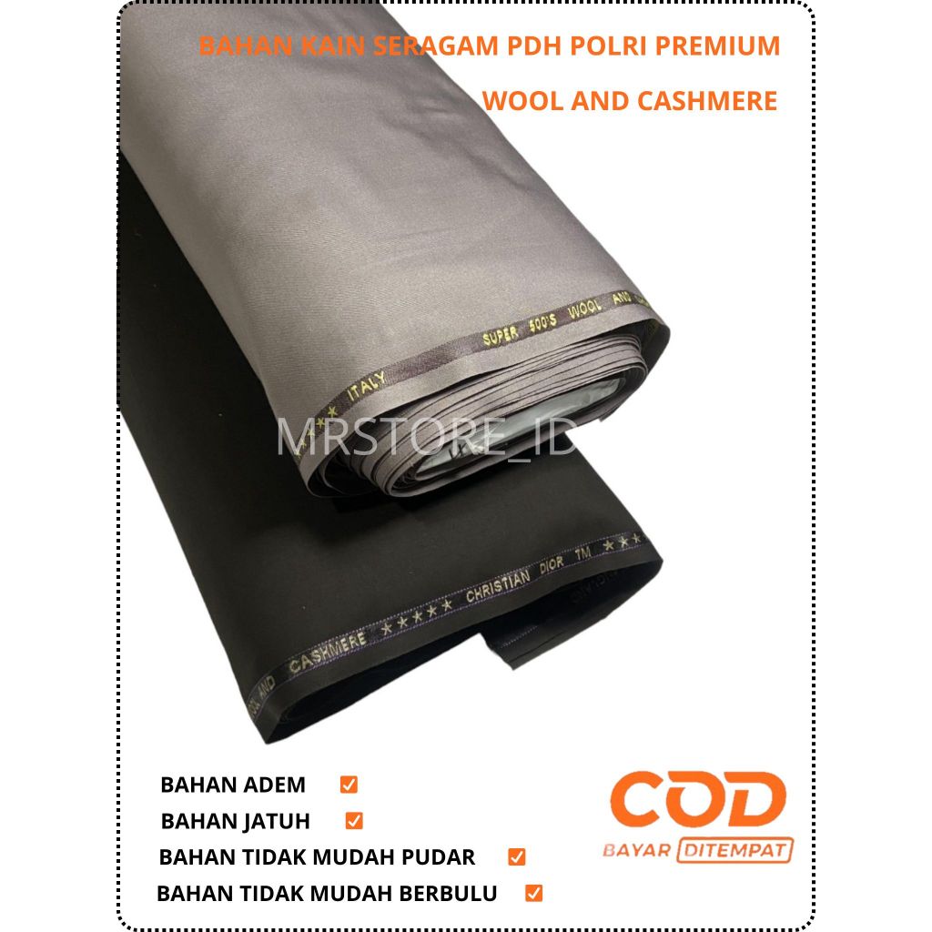 Kain polri/ kain pdh polri/ kain setelan baju seragam dinas pdh polri wool chasmere adem