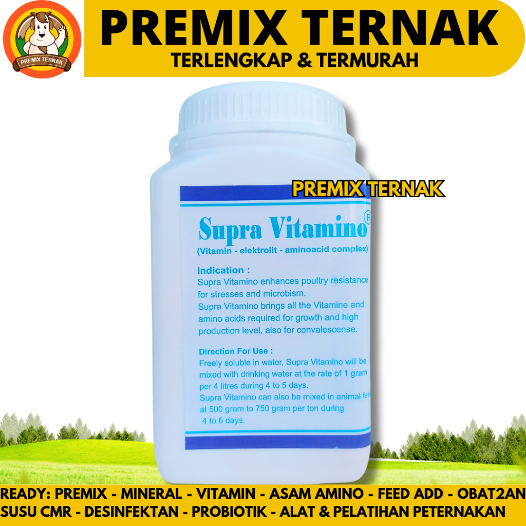 SUPRA VITAMINO 1KG - Multivitamin elektrolit untuk hewan ternak dan unggas vitamin dosis tinggi