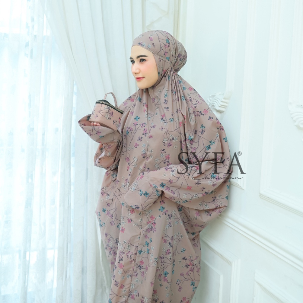 KODE L54N Syfa Rahman  Mukena Mini Traveling Terusan Motif Parasut Korea