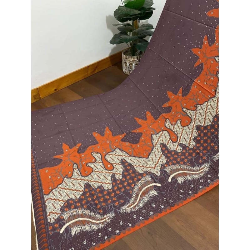 Kain Katun Batik printing daun dasarnya hijau
