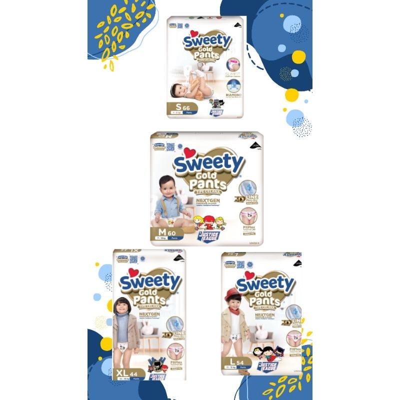 Pampers sweety gold pants ukuran S66, M60, L54, XL44
