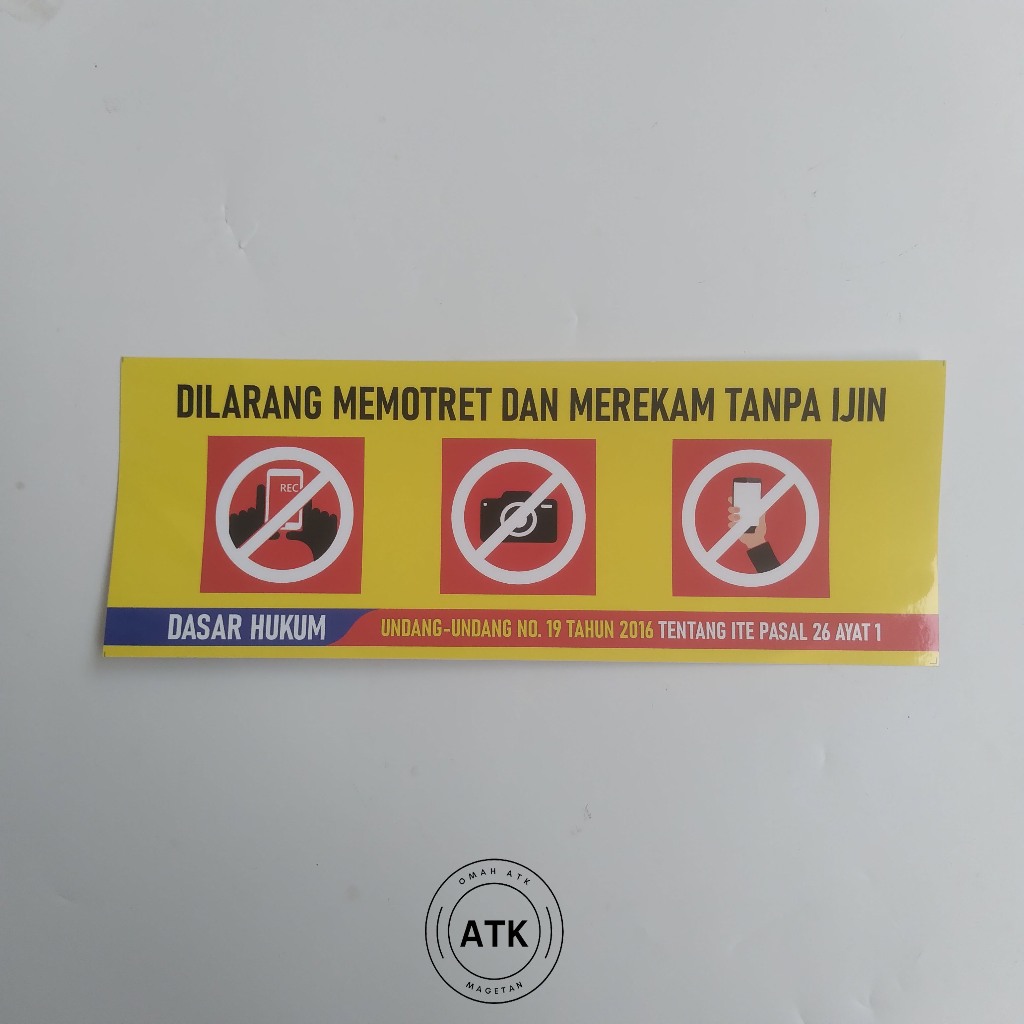 

Stiker Dilarang Memotret Tanpa Ijin - Dilarang Merekam Tanpa Ijin