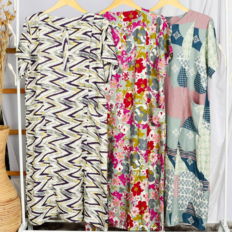 [DASTER AISHA - Rayon Motif Premium Grade A] Daster Dress Rayon Cantik Motif Jumbo Kekinian Viral Ad