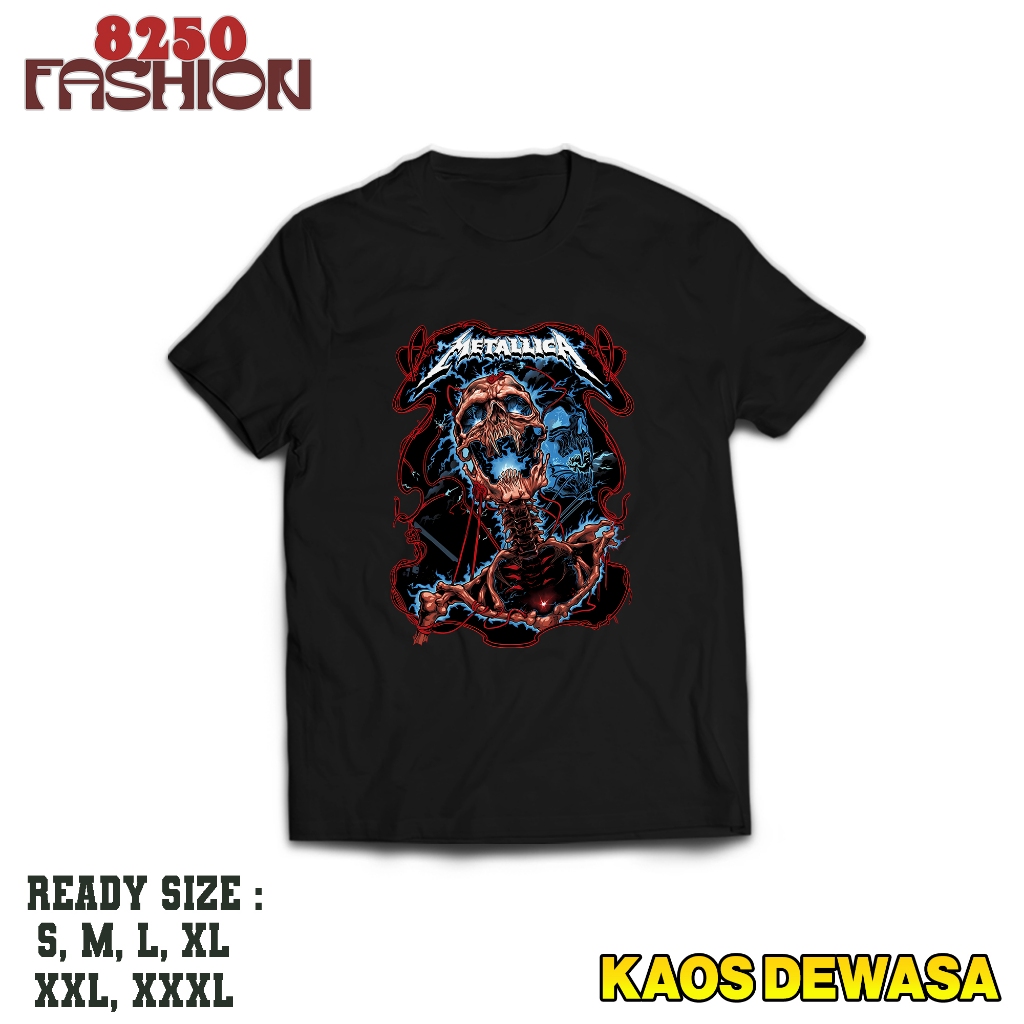 KAOS DEWASA - KAOS SABLON PRINT METALIKA TENGKORAK - KAOS PREMIUM - BAJU UNTUK PRIA DAN WANITA DEWAS